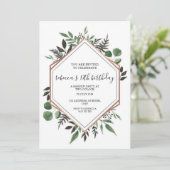 Rose Gold Gerahmt Abstrakter Geburtstag Einladung (Stehend Vorderseite)