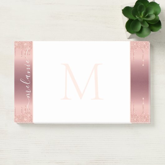 Rose Gold Gerahmt Post-it® Notes-Individuelle Name Post-it Klebezettel (Büro)