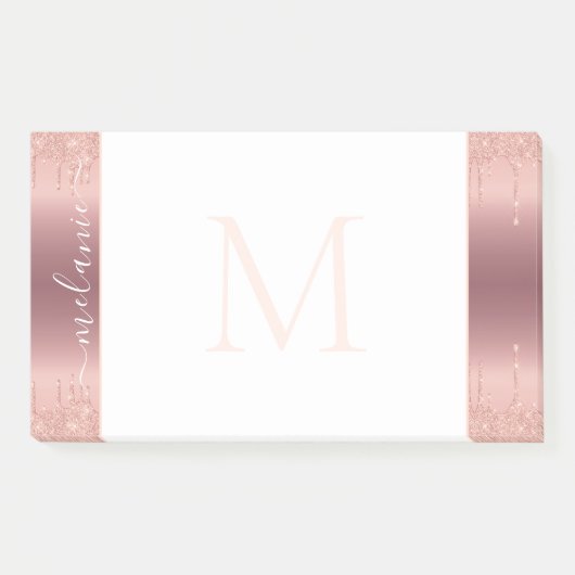 Rose Gold Gerahmt Post-it® Notes-Individuelle Name Post-it Klebezettel (Vorderseite)
