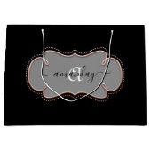 Rose Gold Gerahmt Royal Monogram Name Black Große Geschenktüte (Vorderseite)