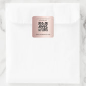 Rose Gold-Geschäftsinformationen QL-Code Quadratischer Aufkleber (Tasche)