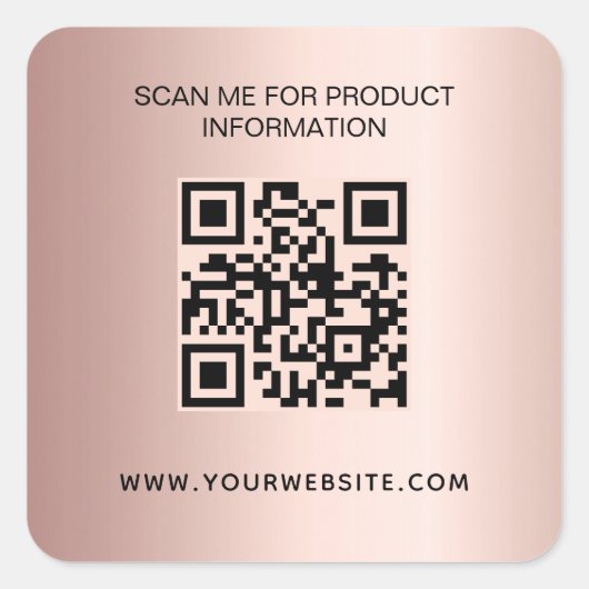 Rose Gold-Geschäftsinformationen QL-Code Quadratischer Aufkleber (Vorderseite)