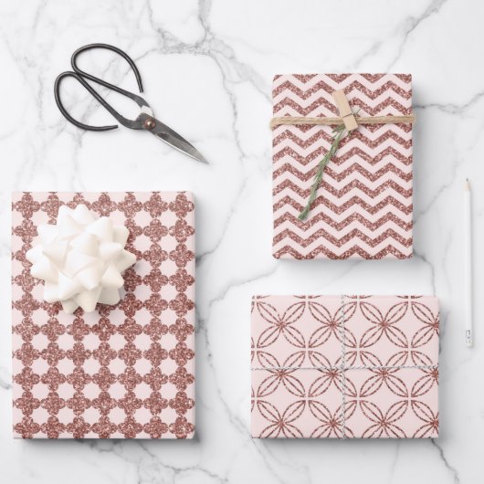 Rose Gold Geschenkpapier Set (Vorderseite)