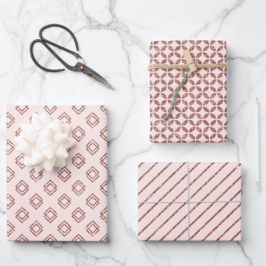 Rose Gold Geschenkpapier Set (Vorderseite)