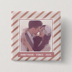 Rose Gold gestreift Elegantes Foto Button