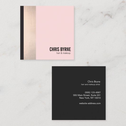 Rose Gold gestreift Rosa Schönheit Quadratische Visitenkarte (Vorne/Hinten)