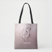 Rose Gold gestreift rustikale Monogramm ombre Tasche (Vorderseite)