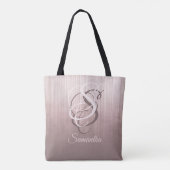 Rose Gold gestreift rustikale Monogramm ombre Tasche (Rückseite)