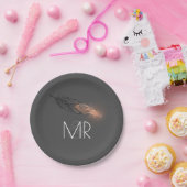 Rose Gold getauchte Feder Elegante graue Hochzeit Pappteller (Party)