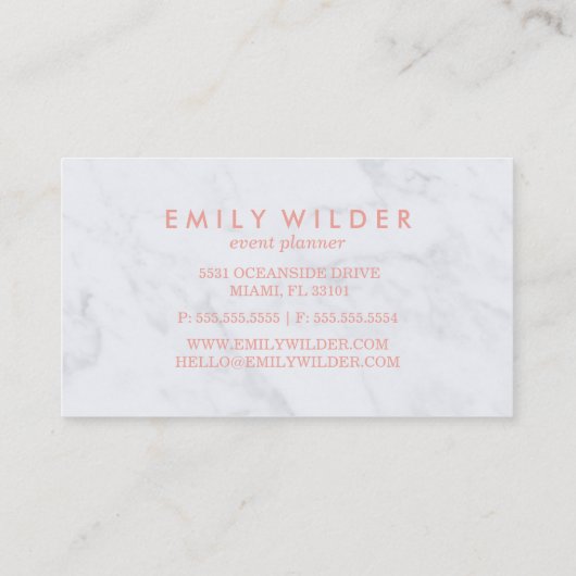 Rose Gold getauchte Marmor | Visitenkarte (Rückseite)