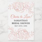 Rose Gold gezeichnete Blume Gunst Mini Weinetikett (Einzelnes Label)