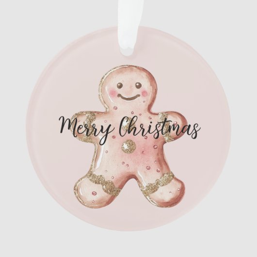 Rose Gold Gingerbrot Cookie und Baum Ornament (Vorderseite)