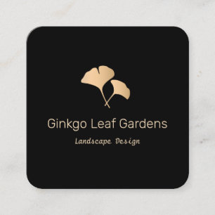 Rose Gold Ginkgo Leaf Landscaping Logo Quadratische Visitenkarte