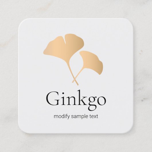 Rose Gold Ginkgo Leaf Logo Quadratische Visitenkarte (Vorderseite)