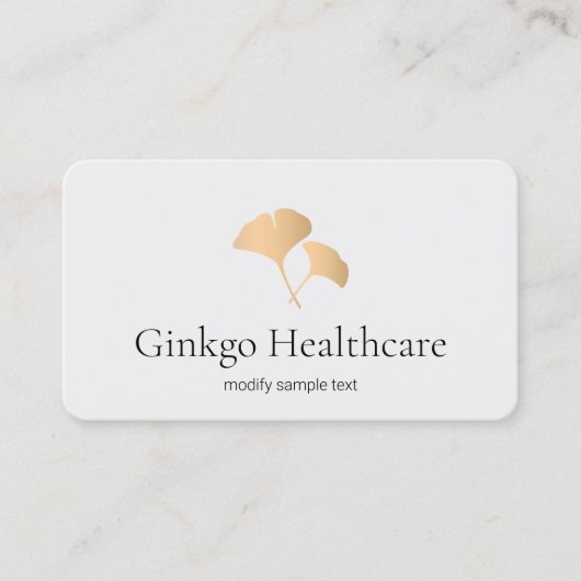 Rose Gold Ginkgo Leaf Logo Visitenkarte (Vorderseite)