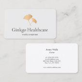 Rose Gold Ginkgo Leaf Logo Visitenkarte (Vorne/Hinten)