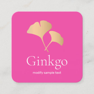 Rose Gold Ginkgo Logo Rosa Schönheitssalon Quadratische Visitenkarte