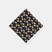 Rose Gold Ginko Blätter schwarzer Hintergrund Serviette (Ecke)