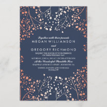 Rose Gold Gipskraut Floral Navy Moderne Hochzeit