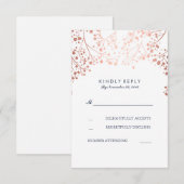 Rose Gold Gipskraut Hochzeit RSVP Cards Karte (Vorne/Hinten)