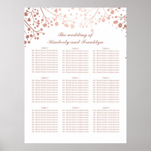 Rose Gold Gipskraut Hochzeitskarte Poster (Vorne)