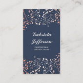 Rose Gold Gipskraut Vintages Blumenmuster Visitenkarte (Vorderseite)