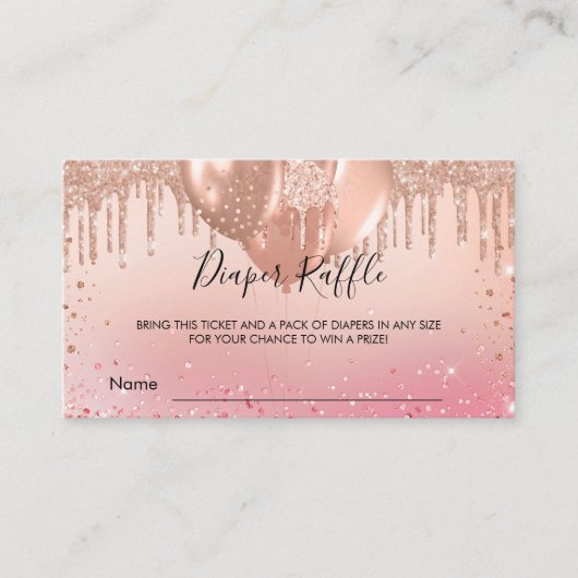 Rose Gold Girl Ballons Windeln Lose Begleitkarte (Vorderseite)