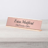 Rose Gold Girl Blush Rosa Schreibtisch Zeichen Schreibtischnamensplakette (Vorderseite )