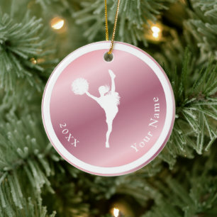 Rose Gold Girls Cheerleader Themenname Jahr Rosa Keramik Ornament