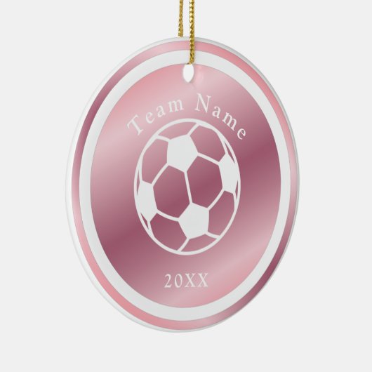 Rose Gold Girls Fußball Mannschaftsname & Jahr Ros Keramik Ornament (Rechts)