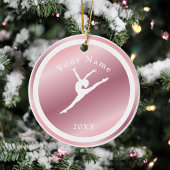 Rose Gold Girls Gymnastik Thema Name & Jahr Rosa Keramik Ornament