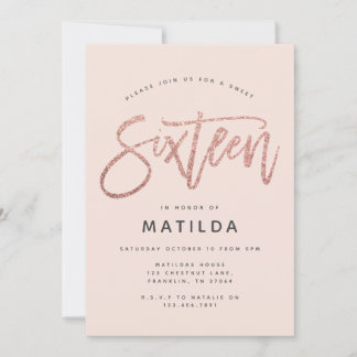 Rose Gold Girly Glitzer Foto süß 16 Geburtstag