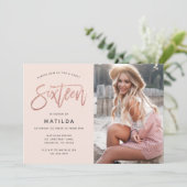 Rose Gold Girly Glitzer Foto süß 16 Geburtstag (Stehend Vorderseite)