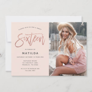 Rose Gold Girly Glitzer Foto süß 16 Geburtstag