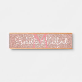 Rose Gold Girly Glitzer Mit Monogramm Türsignatur Türschild