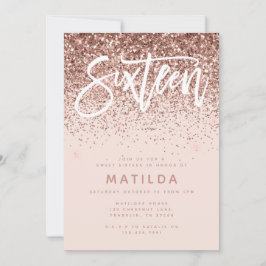 Rose Gold Girly Glitzer Moderne süße 16 Geburtstag