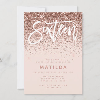Rose Gold Girly Glitzer Moderne süße 16 Geburtstag