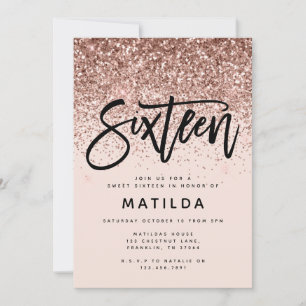 Rose Gold Girly Glitzer Moderne süße 16 Geburtstag