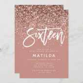 Rose Gold Girly Glitzer Moderne süße 16 Geburtstag (Vorne/Hinten)