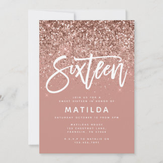 Rose Gold Girly Glitzer Moderne süße 16 Geburtstag