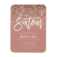 Rose Gold Girly Glitzer Moderne süße 16 Geburtstag