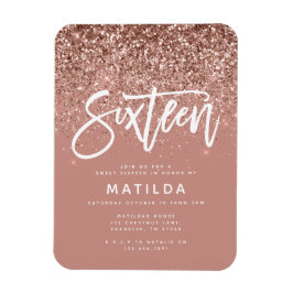 Rose Gold Girly Glitzer Moderne süße 16 Geburtstag Magnet