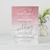 Rose Gold Girly Glitzer Moderner Marmor Einladung (Stehend Vorderseite)