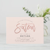 Rose Gold Girly Glitzer Überraschung Süßes 16 Gebu (Stehend Vorderseite)