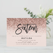 Rose Gold Girly Glitzer Überraschung Süßes 16 Gebu (Stehend Vorderseite)