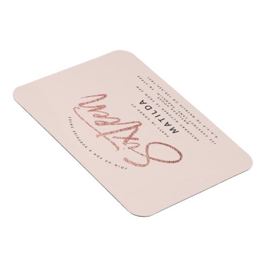 Rose Gold Girly Glitzer Überraschung Süßes 16 Gebu Magnet (Rechte Seite)