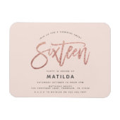 Rose Gold Girly Glitzer Überraschung Süßes 16 Gebu Magnet (Horizontal)