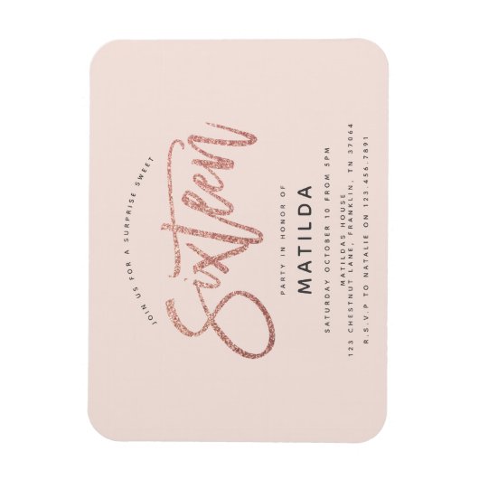 Rose Gold Girly Glitzer Überraschung Süßes 16 Gebu Magnet (Vertikal)