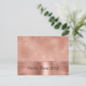 Rose Gold Girly Lace Postkarte (Stehend Vorderseite)