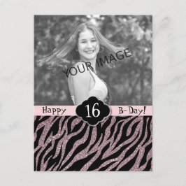 Rose Gold Girly Pink Sweet 16 Teenage Girl B-Day Postkarte